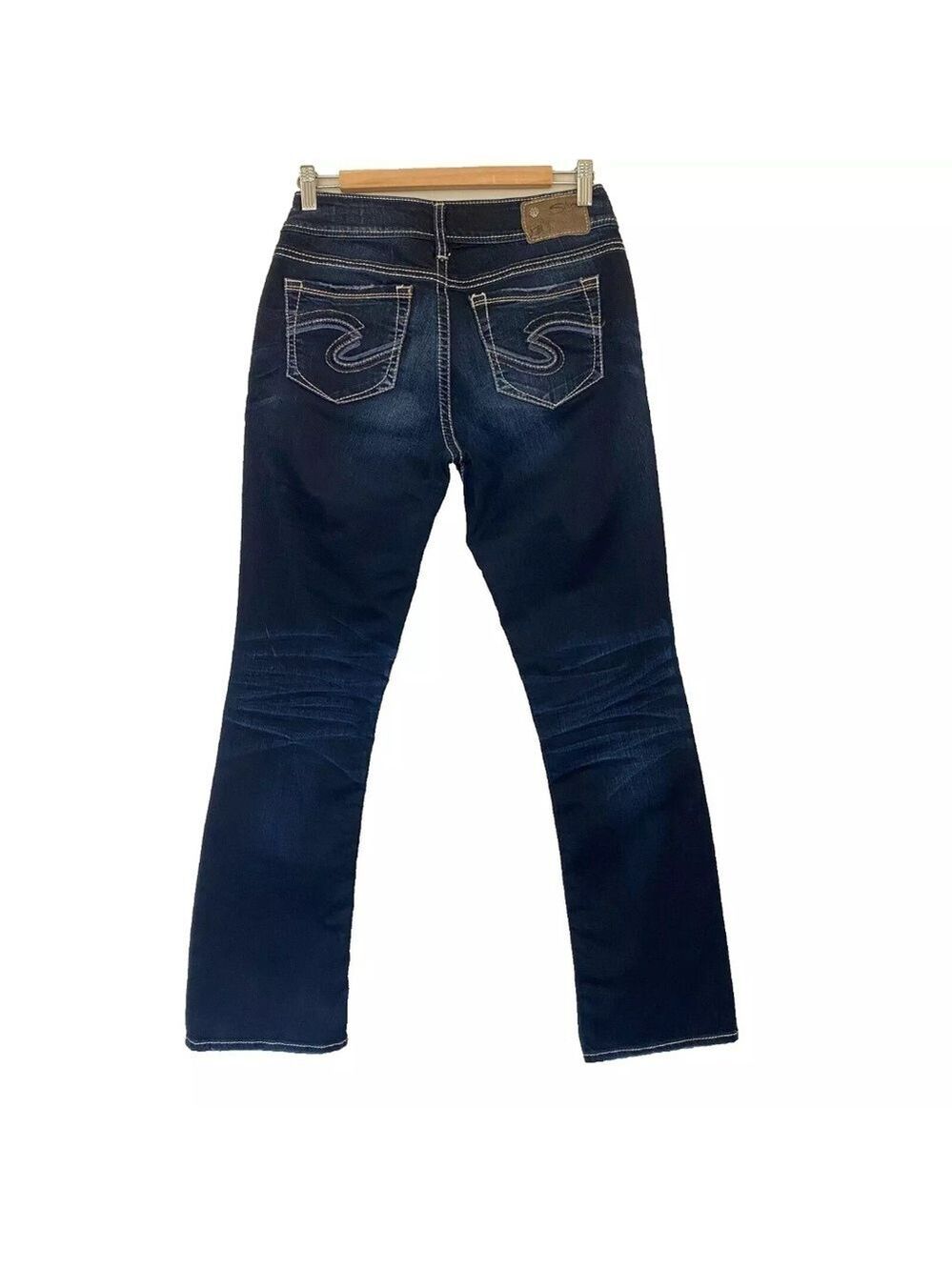 Silver Super Stretch Suki Mid Slim Boot Bootcut Jeans Women's Sz 29x31 Dark Wash - Picture 2 of 15